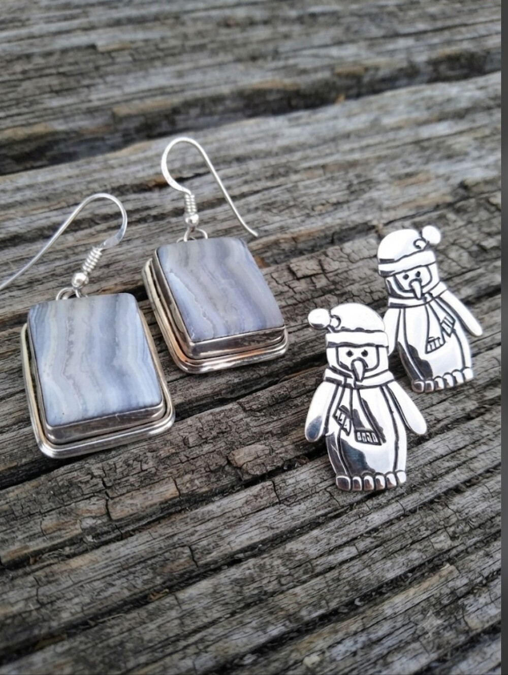 Sterling Silver Set of 2 GEMSTONE Earrings